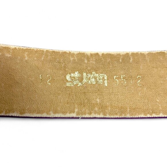 St. John Vintage Belt Purple Leather Gold Tone Harness Detail Style#5512 Size 12 - Picture 3 of 10